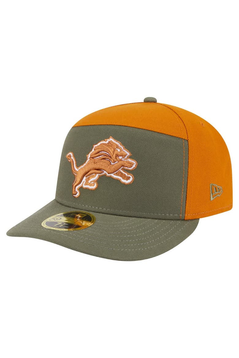 Men's New Era Olive/Brown Detroit Lions Two-Tone Color Pack Split Panel 59FIFTY Fitted Hat, Main, color, Olive