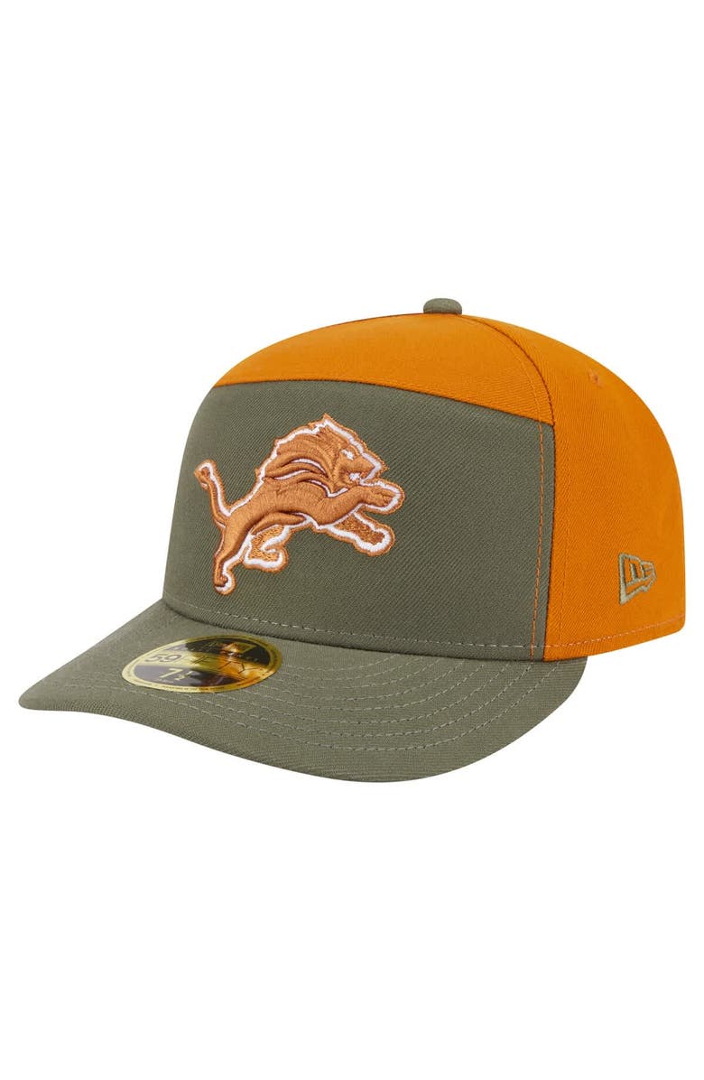 New Era Men's New Era Olive/Brown Detroit Lions Two-Tone Color Pack Split Panel 59FIFTY Fitted Hat, Main, color, Olive