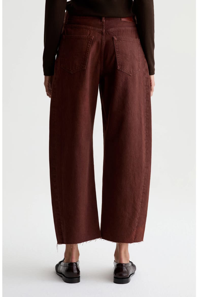 Hattie Raw Hem High Waist Crop Barrel Jeans, Alternate, color, CHESTNUT