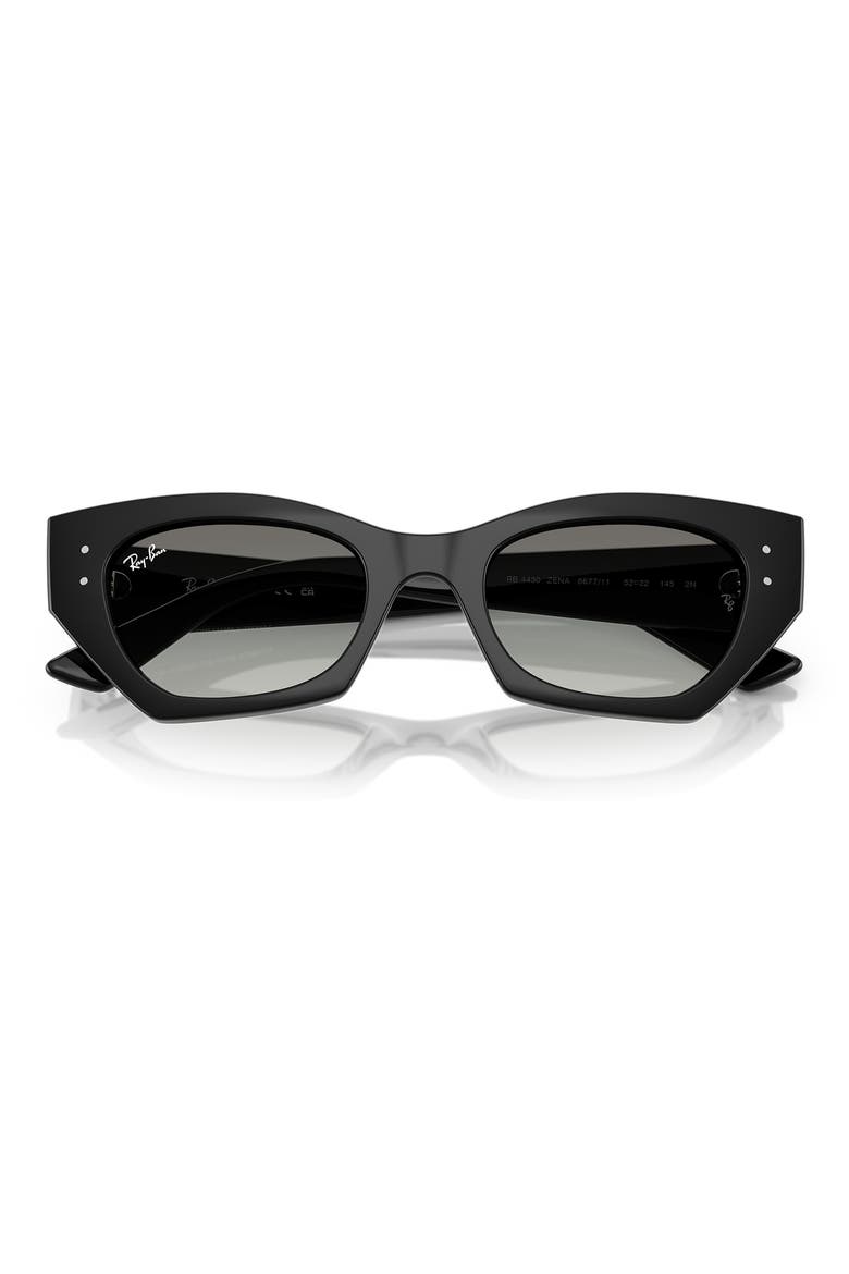 Zena 49mm Irregular Butterly Sunglasses, Alternate, color, BLACK / GRADIENT GREY