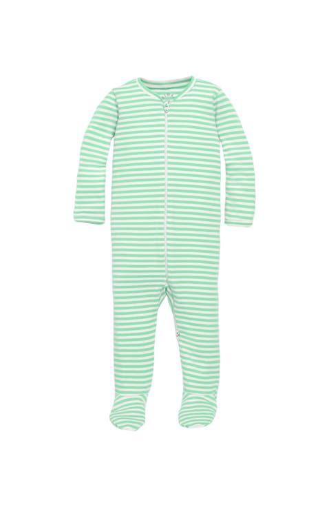 Baby Organic Zip Footie In Stripe