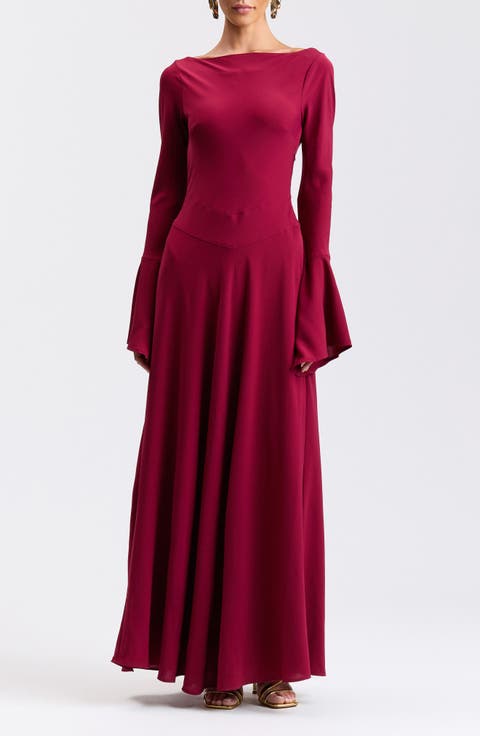 Long Sleeve Crepe Maxi Dress