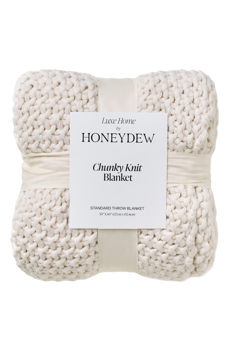 Honeydew Chunky Knit Throw Blanket, Main, color, Ivory