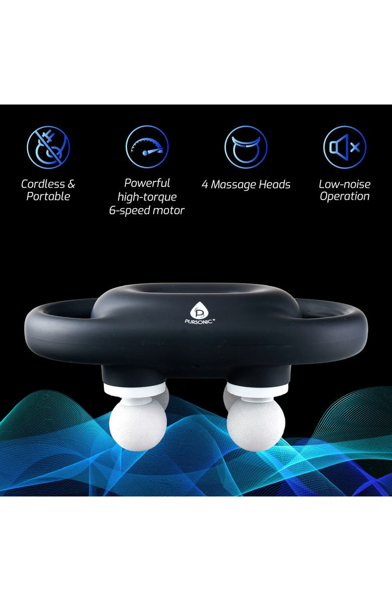 PURSONIC 9-Speed Deep Tissue Massage Gun - Cordless With 8Pro Massage Heads, Alternate, color, Black