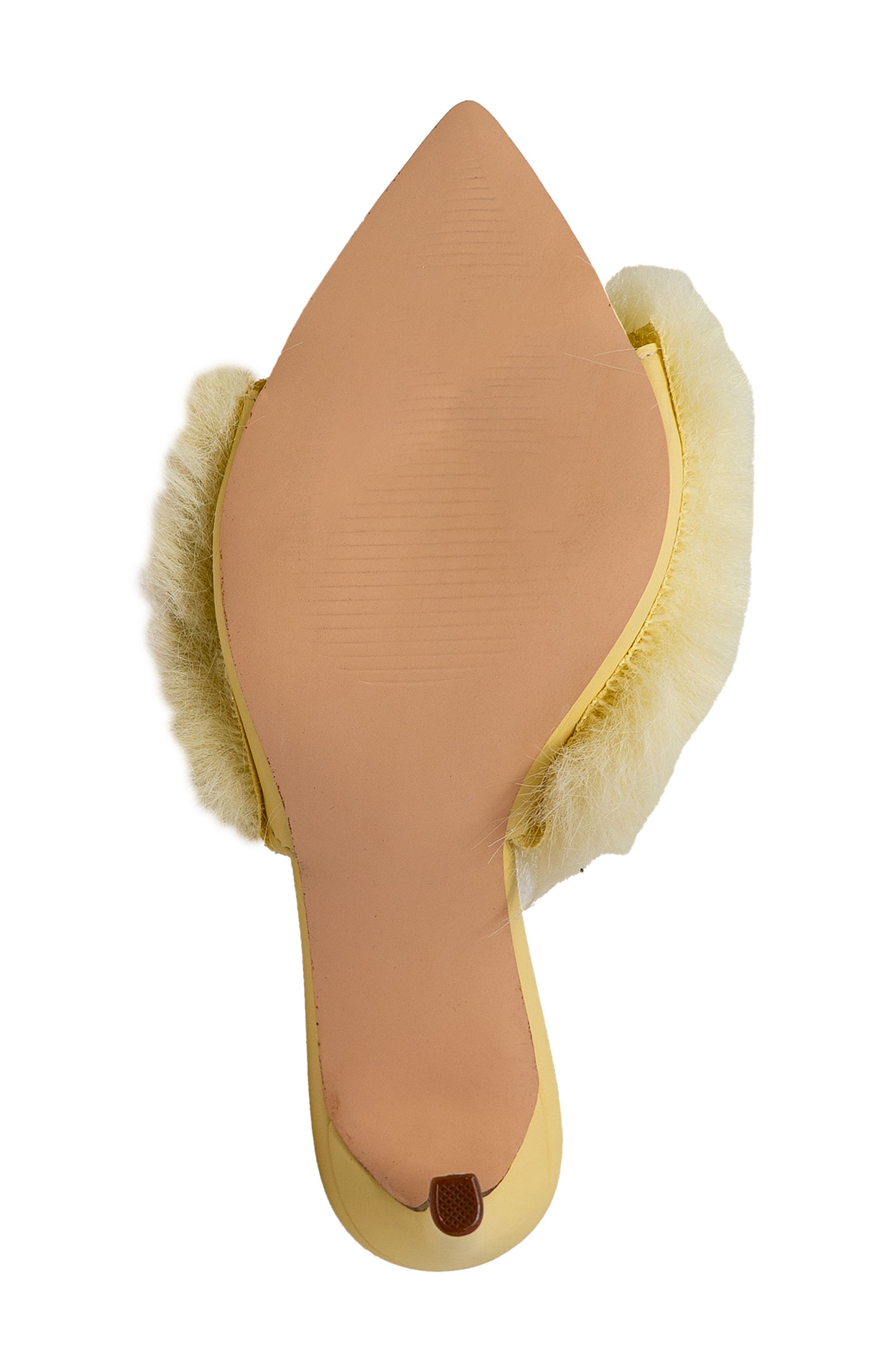 Faux Fur Stiletto Mule Sandal, Alternate, color, YELLOW