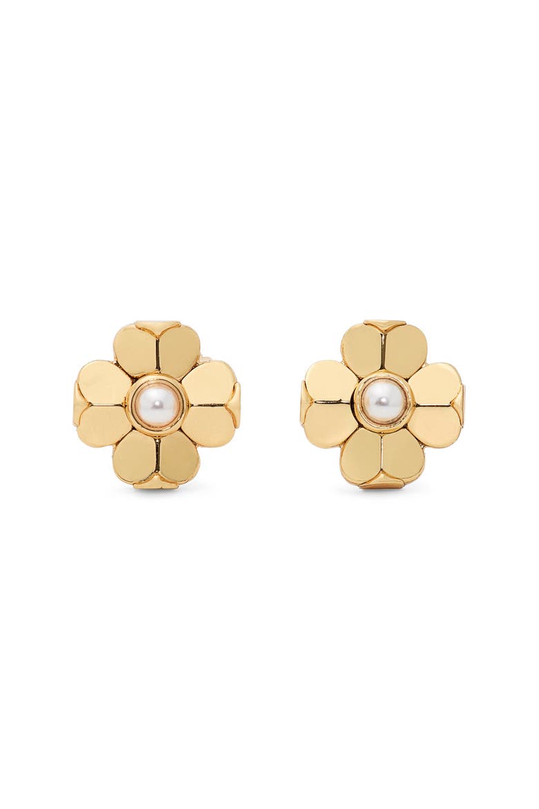 flower stud earrings, Main, color, GOLD/ CREAM