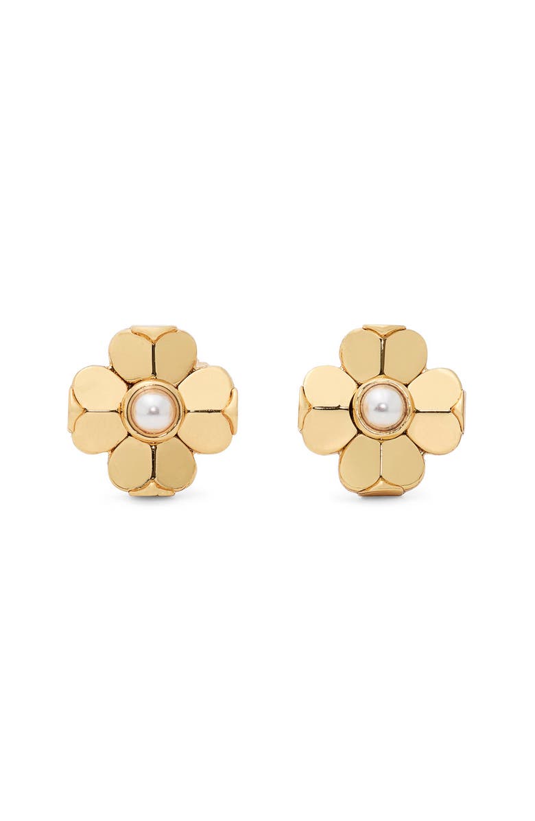 Kate Spade New York flower stud earrings, Main, color, Gold/ Cream