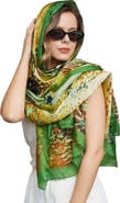 SILKSILKY Pure Silk Oil Painting Rectangle Scarf