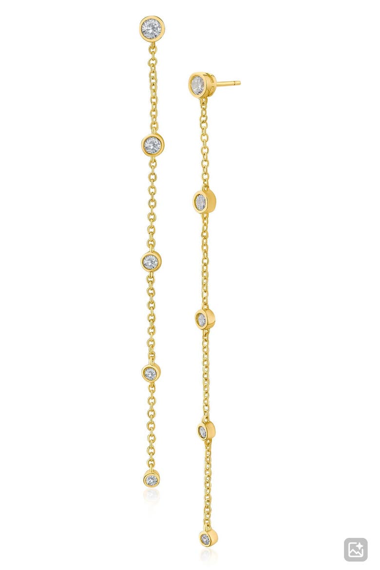 Cubic Zirconia Station Drop Earrings, Main, color, GOLD PLATED