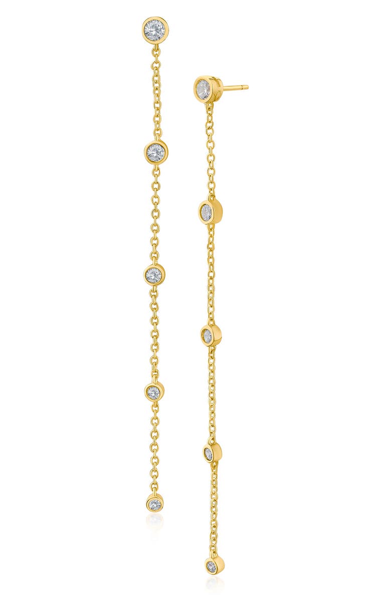 CZ by Kenneth Jay Lane Cubic Zirconia Station Drop Earrings, Main, color, Gold Plated