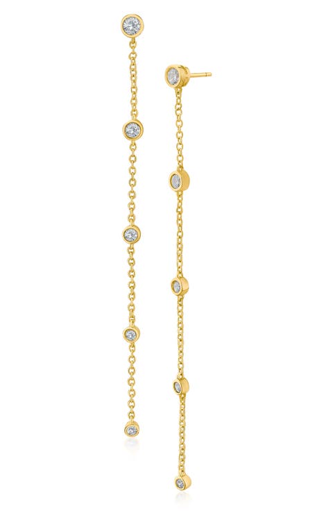 Cubic Zirconia Station Drop Earrings