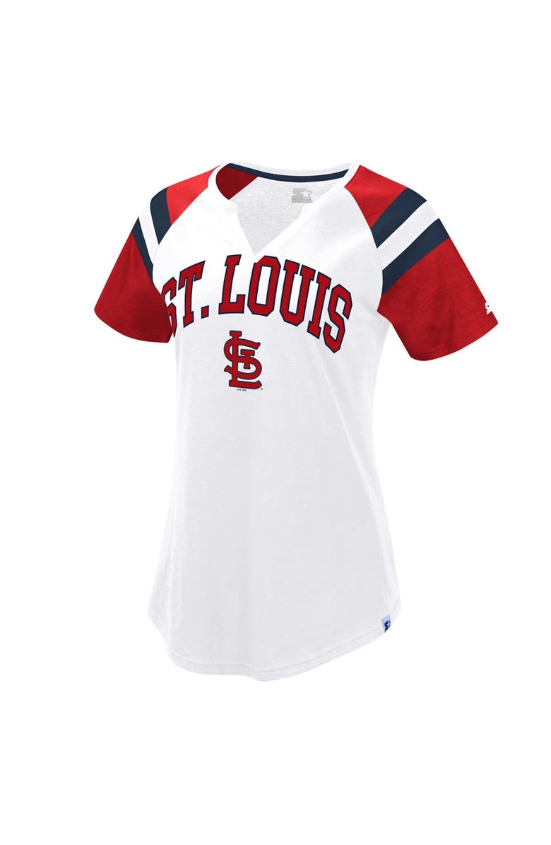 STARTER Women's Starter White/Red St. Louis Cardinals Game On Notch Neck Raglan T-Shirt, Alternate, color, 