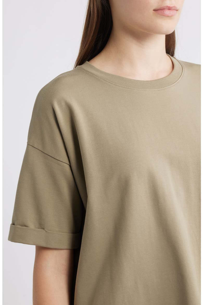 Cuffed Sleeve Cotton Crewneck T-Shirt, Alternate, color, TWIG