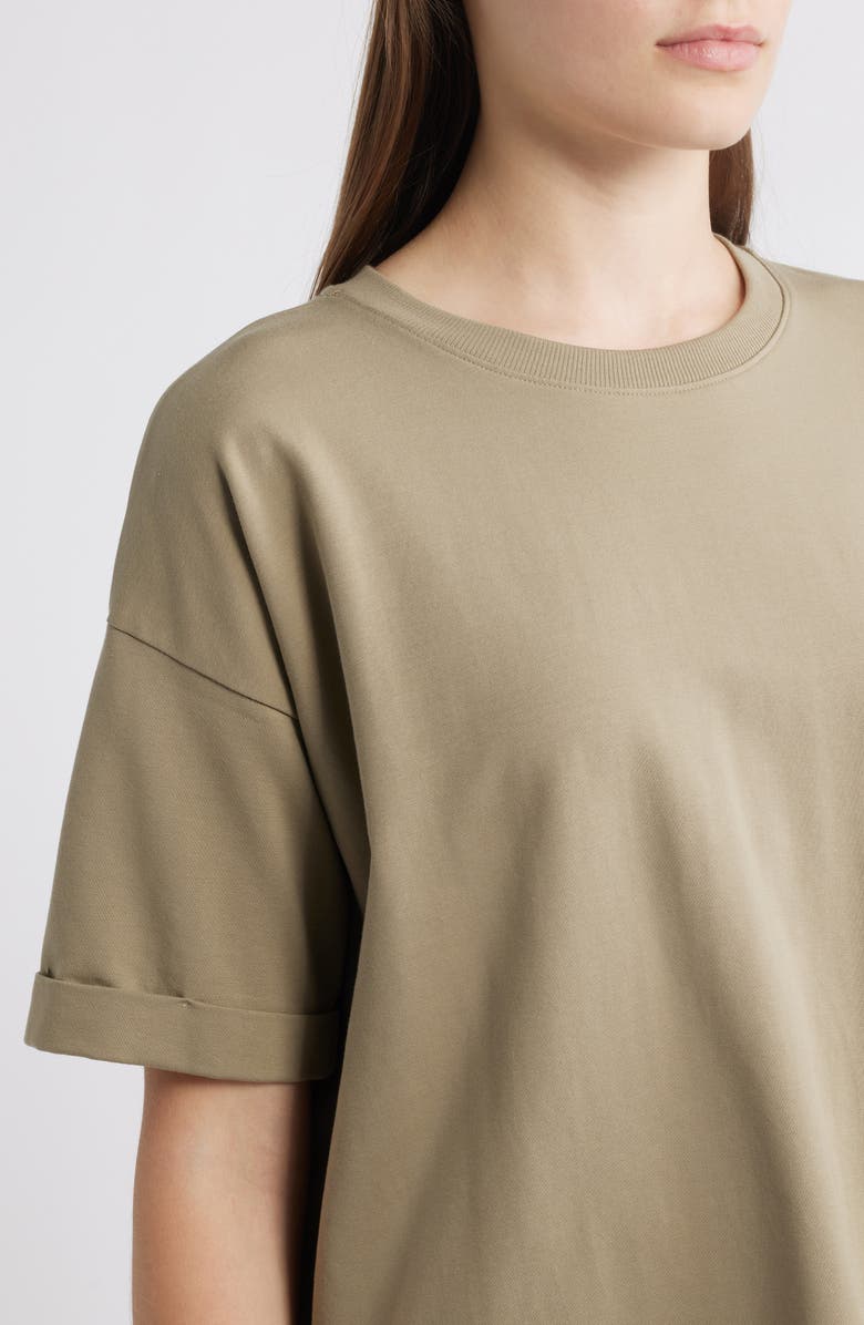 Eileen Fisher Cuffed Sleeve Cotton Crewneck T-Shirt, Alternate, color, Twig