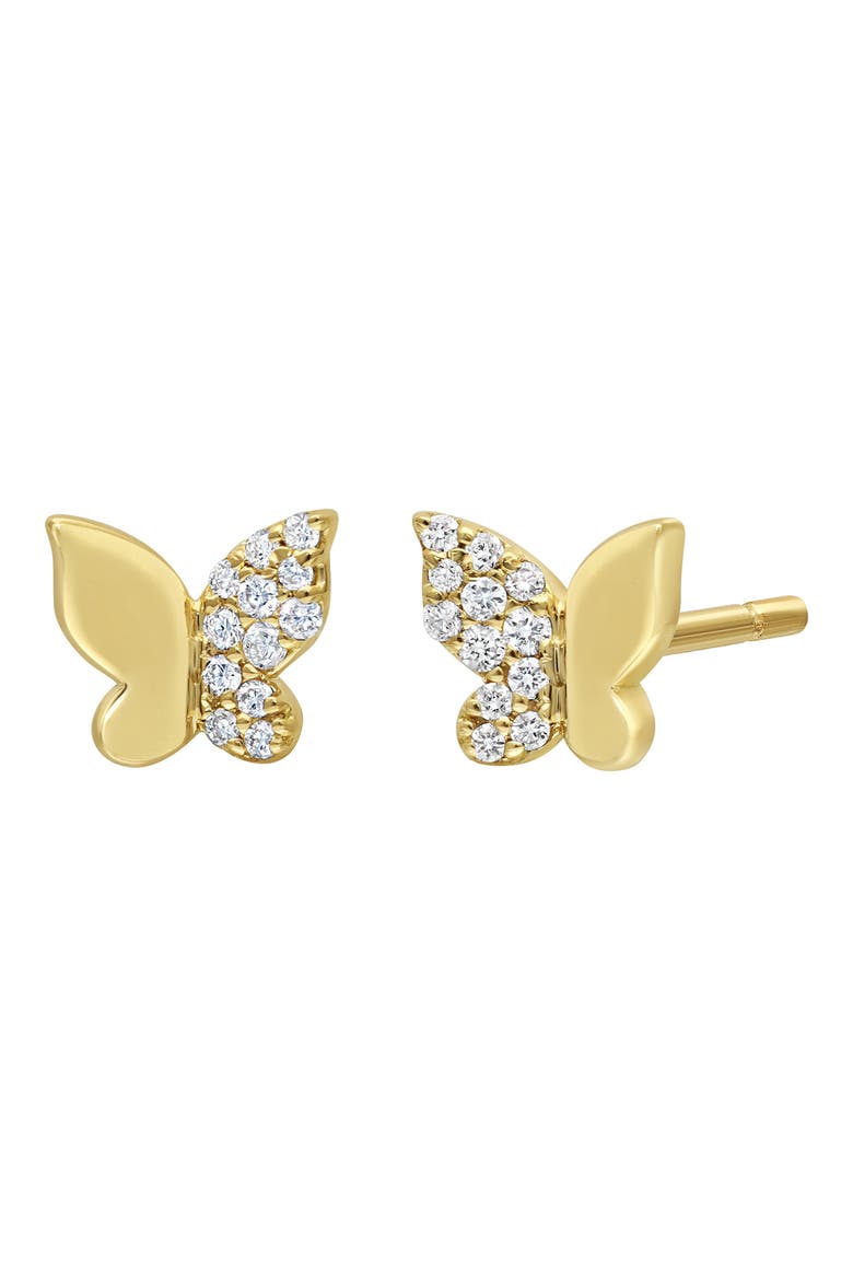 Pavé Diamond Butterfly Stud Earrings (Nordstrom Exclusive), Main, color, 18K YELLOW GOLD