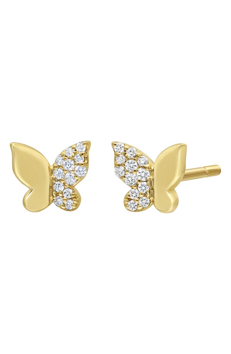 Bony Levy Pavé Diamond Butterfly Stud Earrings, Main, color, 18K Yellow Gold