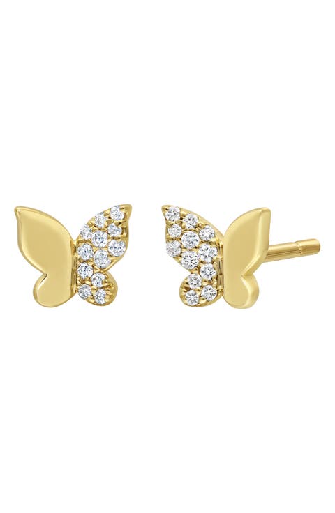 Pavé Diamond Butterfly Stud Earrings (Nordstrom Exclusive)