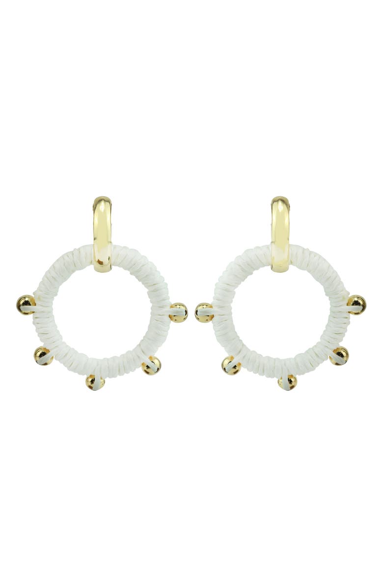 Panacea Raffia Wrapped Circle Drop Earrings, Main, color, White