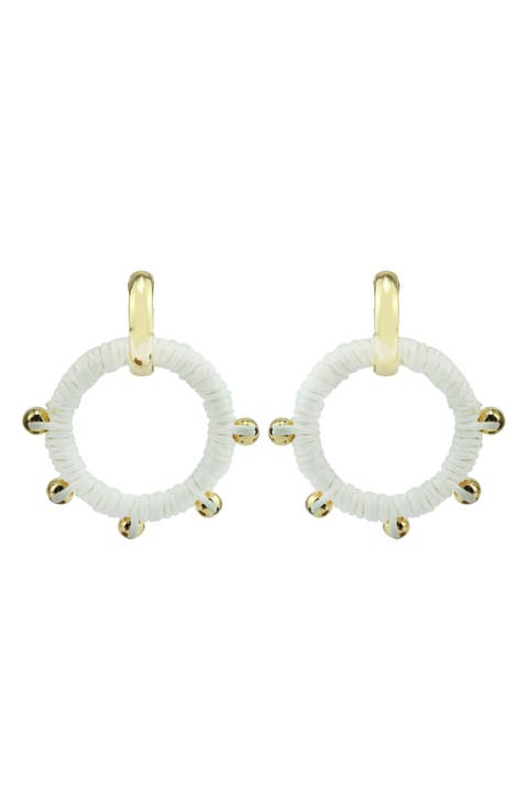 Raffia Wrapped Circle Drop Earrings