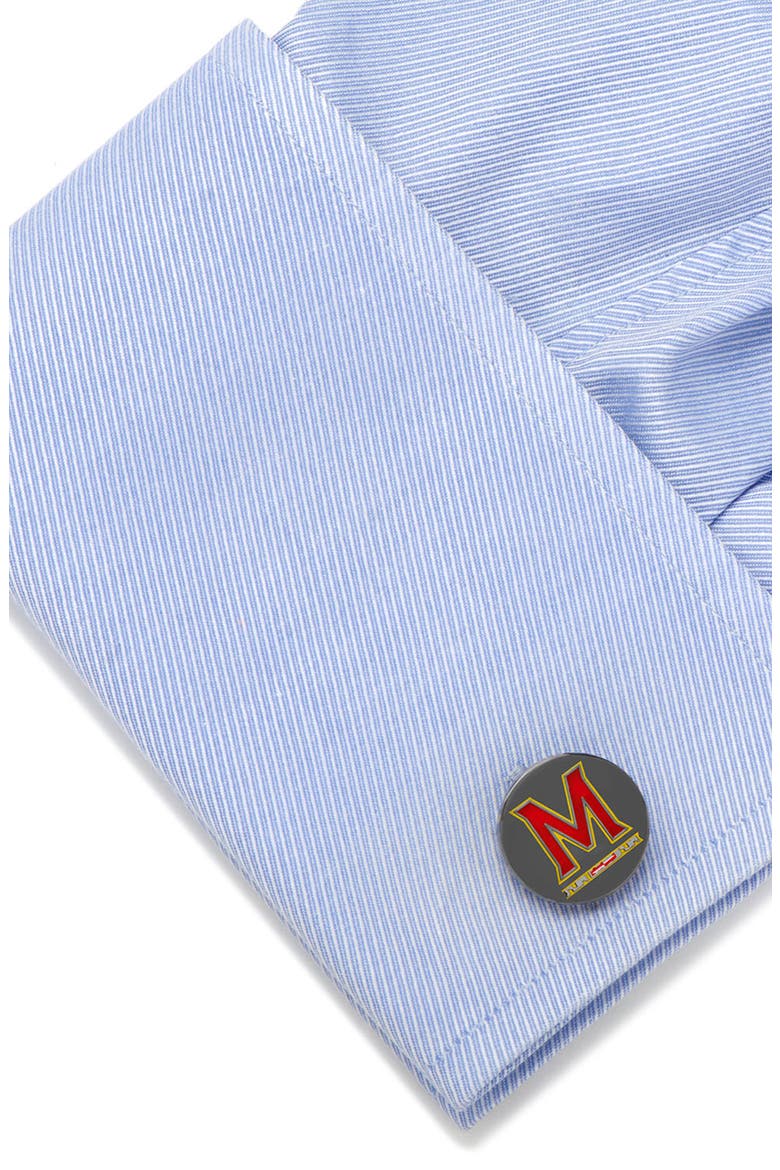 NCAA Maryland Terrapins Cuff Links & Tie Bar, Alternate, color, RED