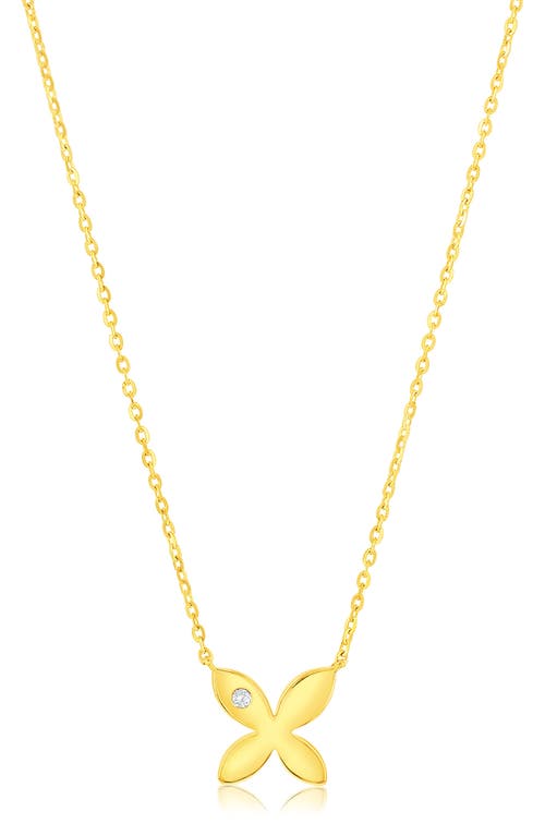 Suzy Levian Diamonds Pavé Simulated Diamond Pendant Necklace In Yellow