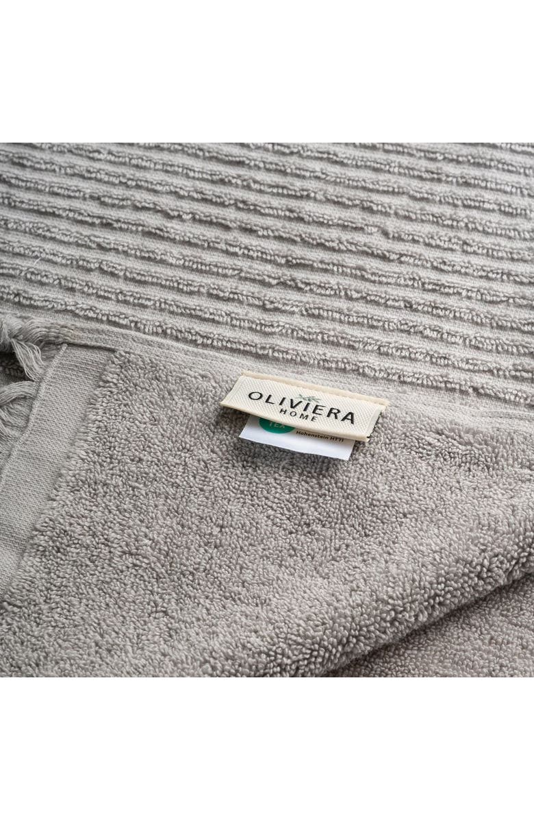 Oliviera Home Ribbed Loom Turkish Cotton Terry Bath and Hand Towel - Set, Alternate, color, Light Gray