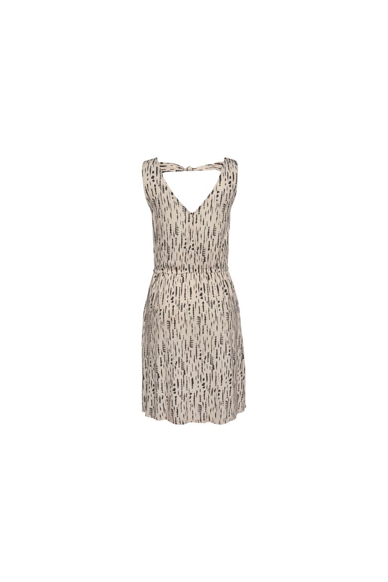Sleeveless Printed V-Neck Dress, Alternate, color, Black & Beige