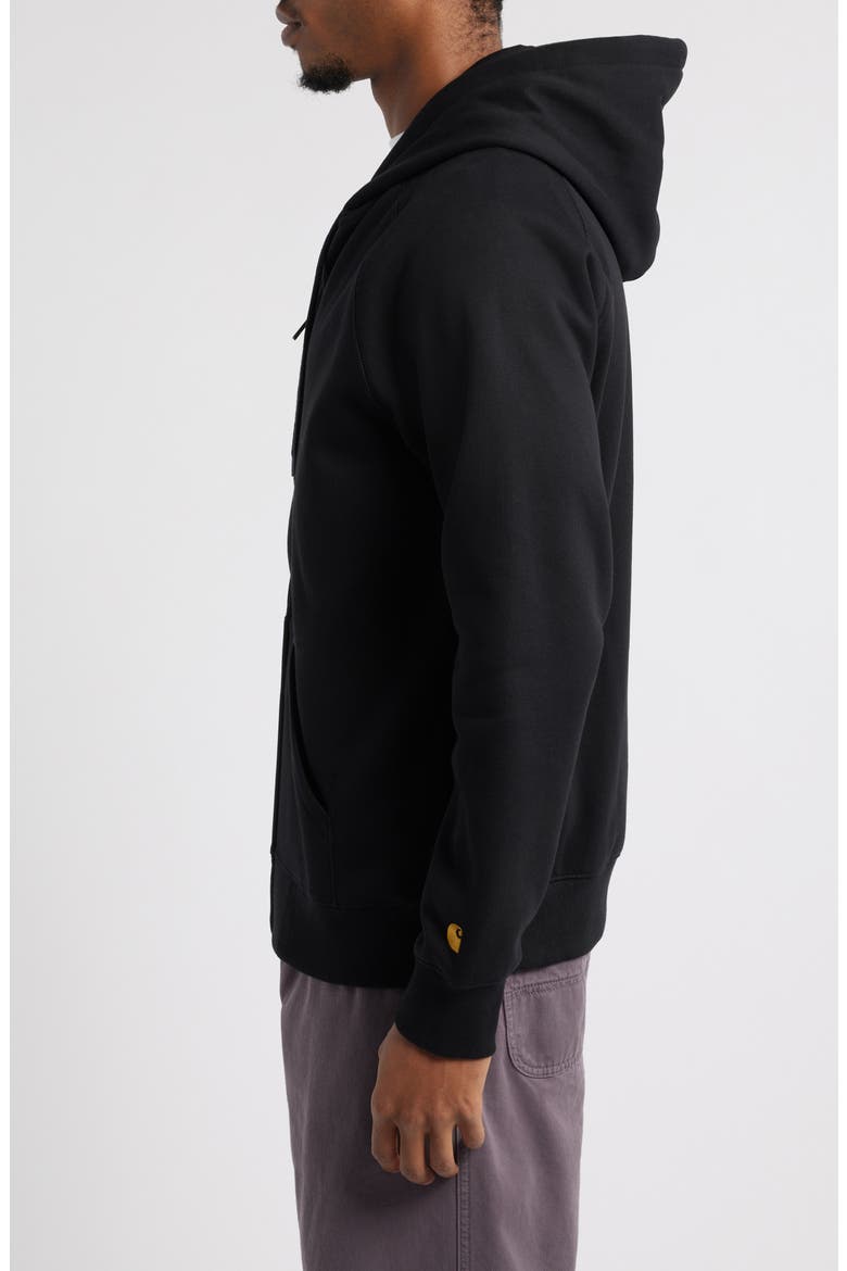 Chase Cotton Blend Zip-Up Hoodie, Alternate, color, BLACK / GOLD