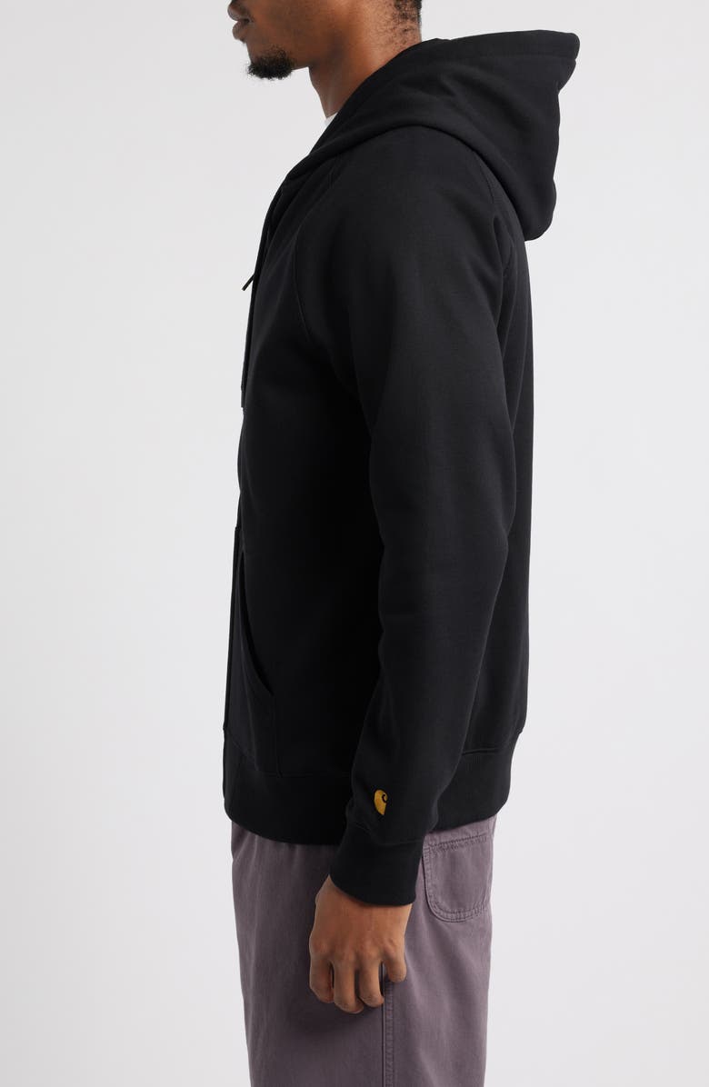 Carhartt Work In Progress Chase Cotton Blend Zip-Up Hoodie, Alternate, color, Black / Gold