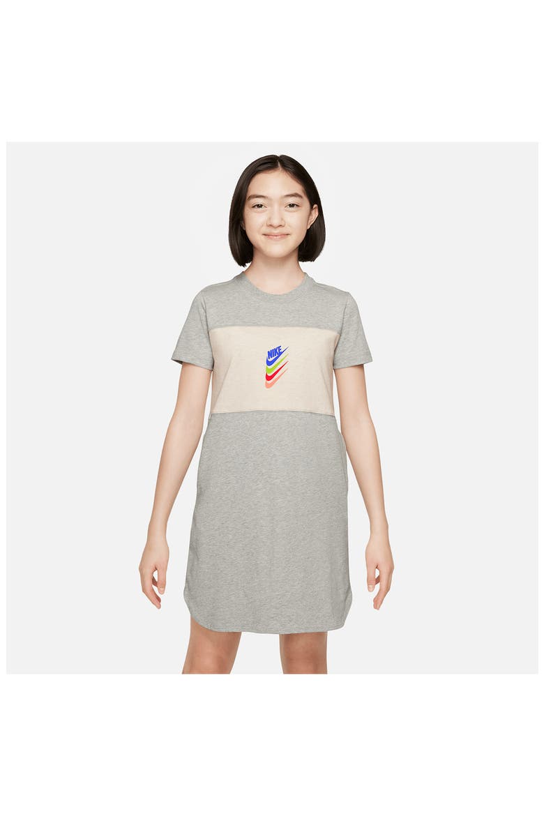 Kids' DNA Sport T-Shirt Dress, Alternate, color, GREY HEATHER/ COCONUT MILK