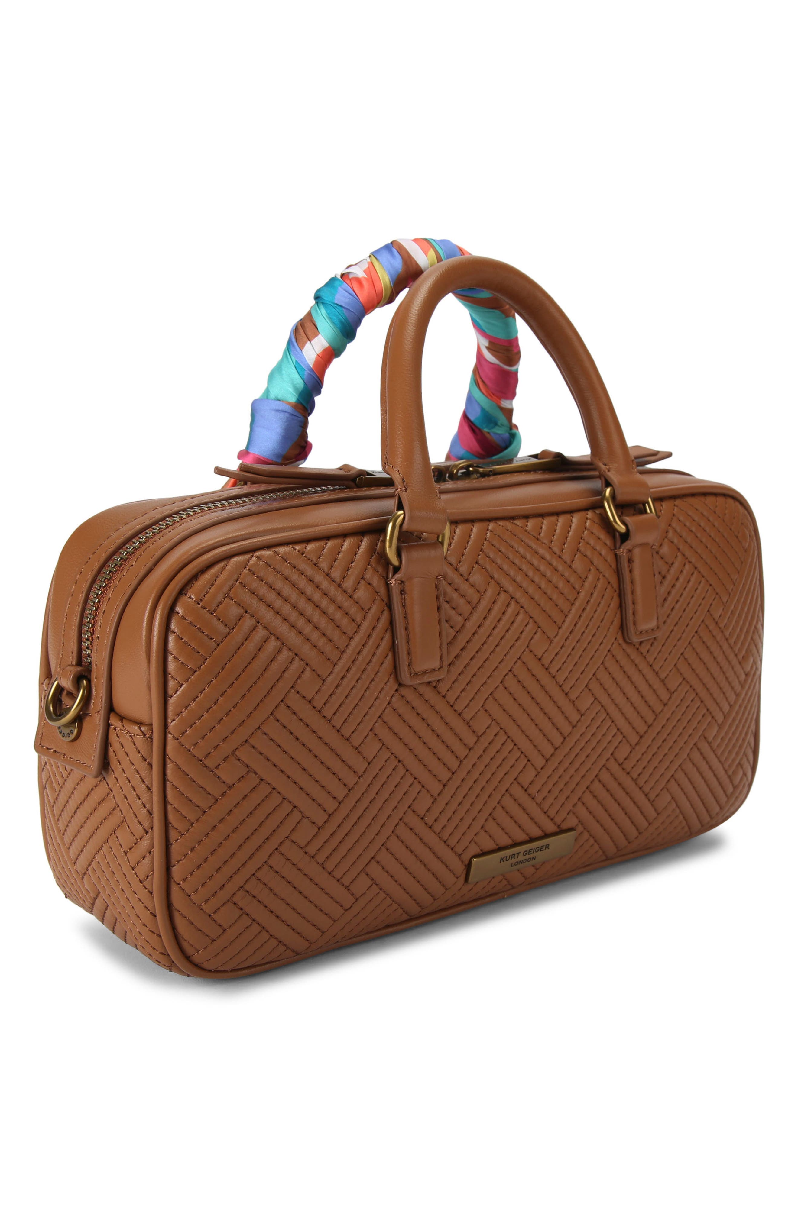 Kurt Geiger London Small Kensington Quilted Leather Duffle Bag, Alternate, color, Brown