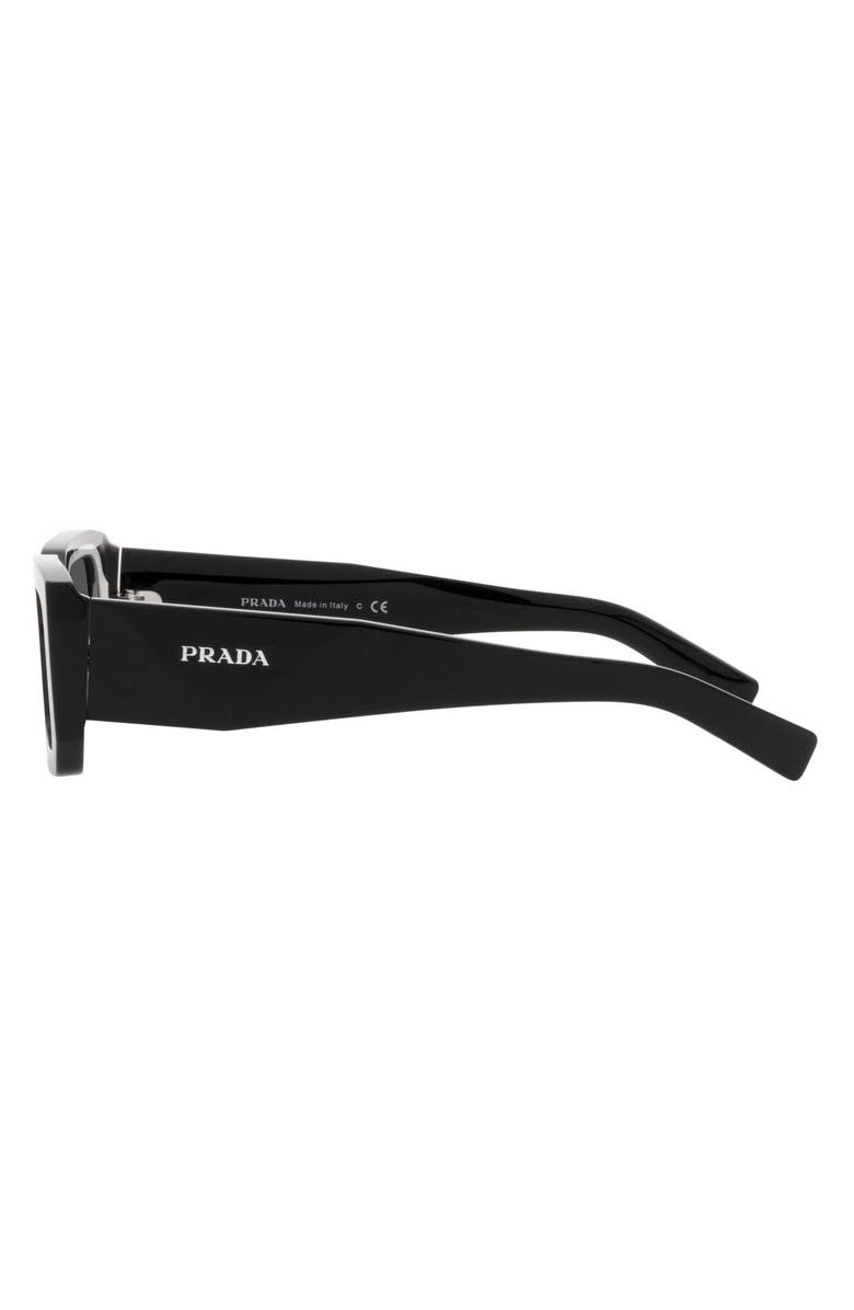 Prada 53mm Rectangular Sunglasses, Alternate, color, Black/ White/ Dark Grey