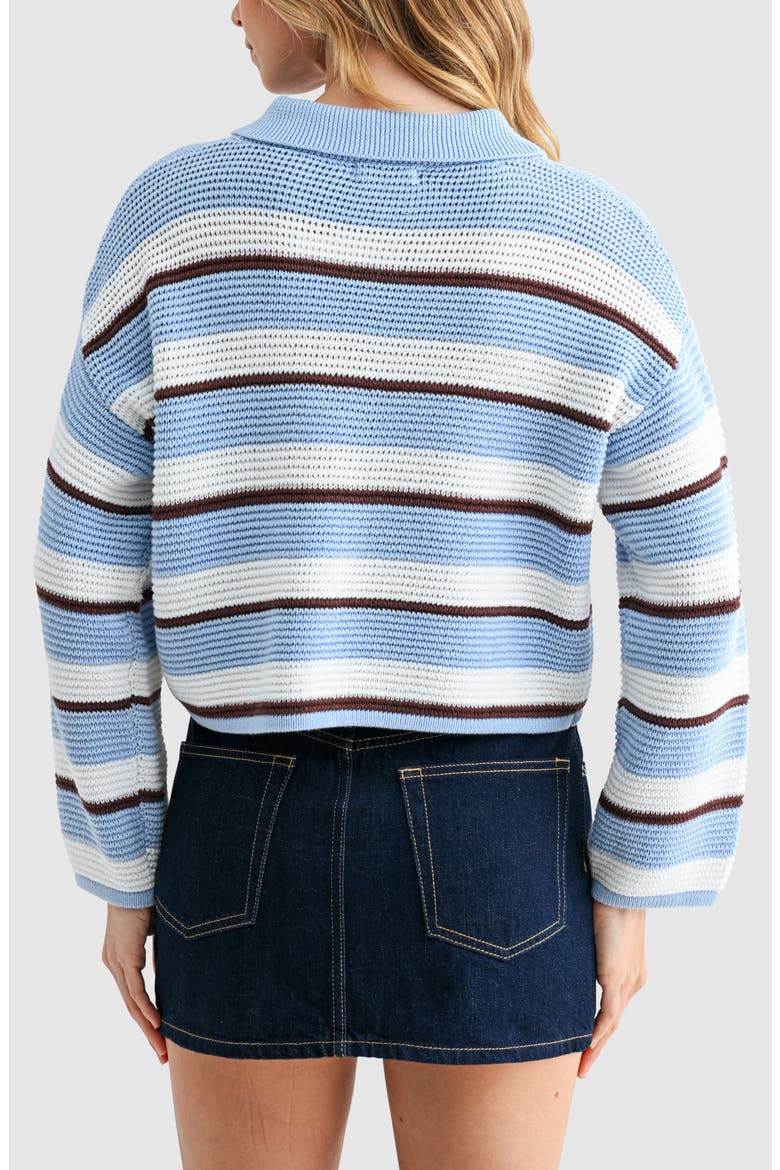 Striped Polo Sweater, Alternate, color, BLUE BROWN