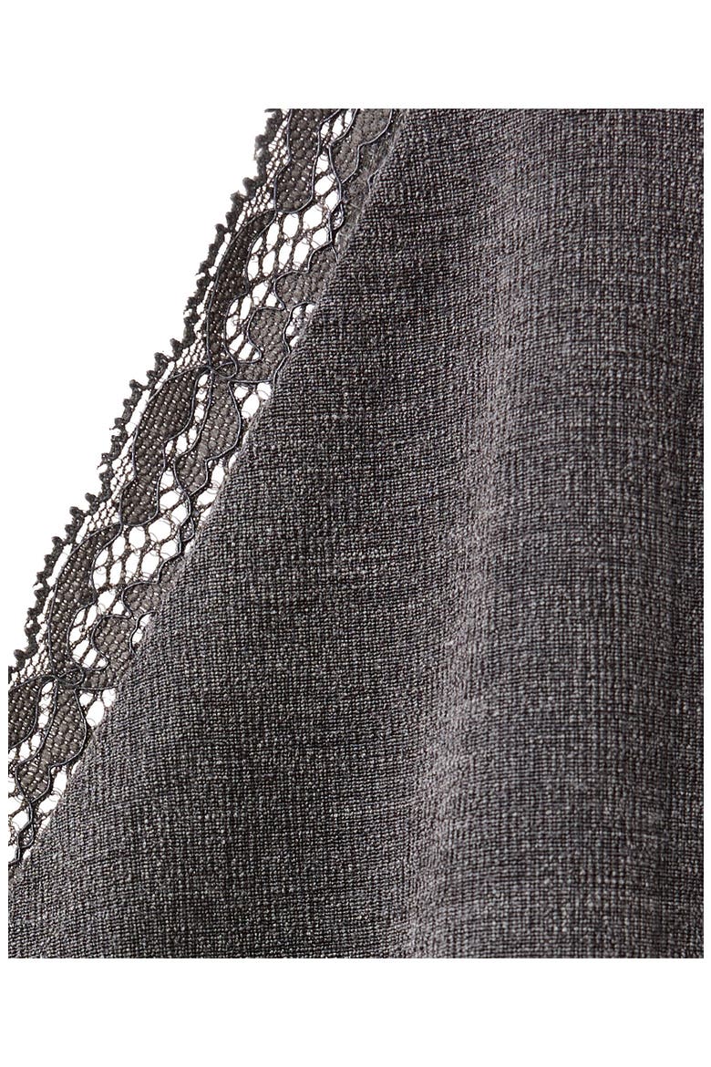 Lace Trim Mock Neck Top, Alternate, color, GREY