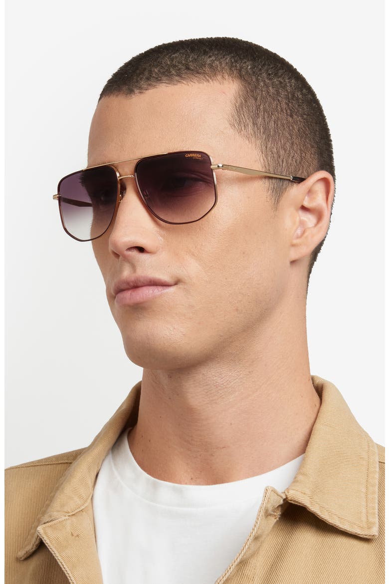 59mm Gradient Navigator Sunglasses, Alternate, color, GOLD BURGUNDY/ GREEN SHADED