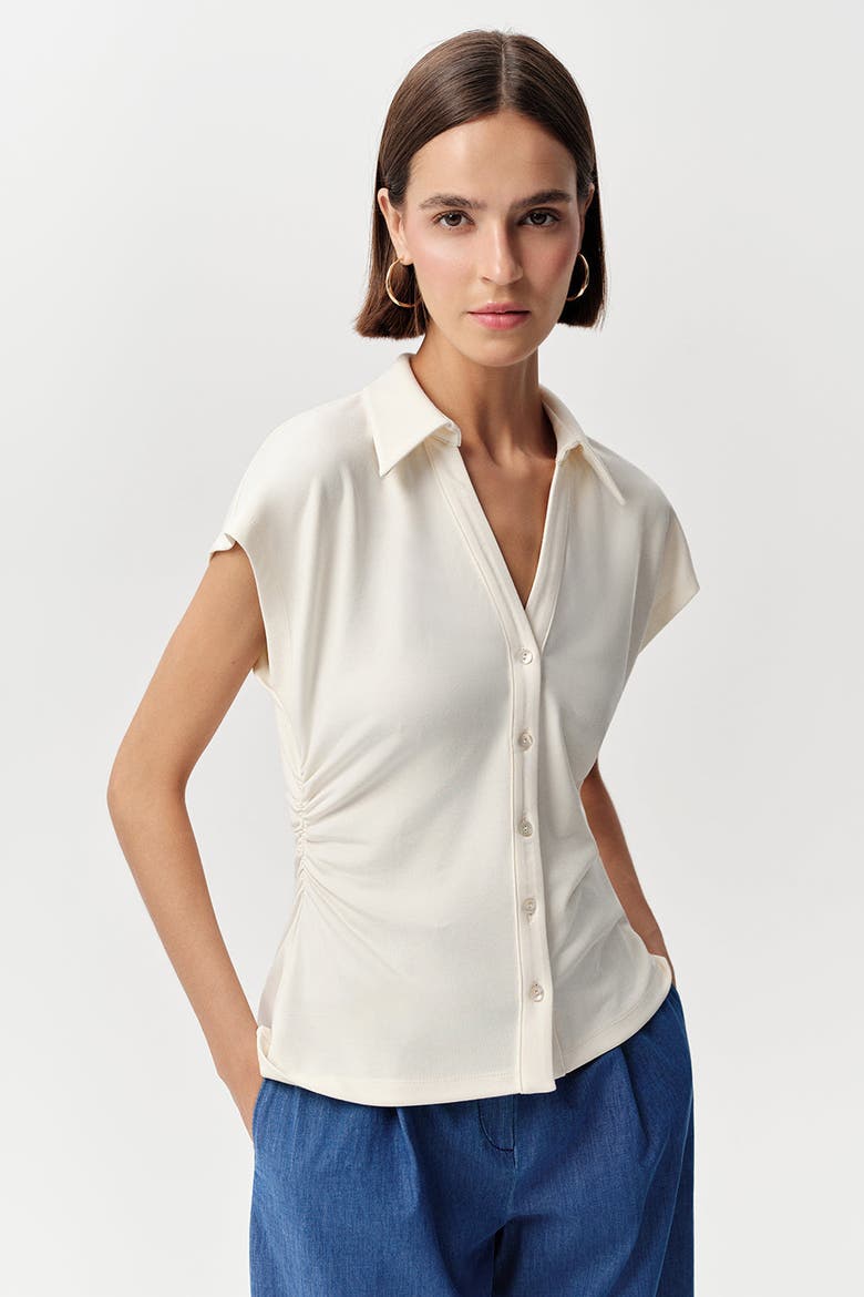 Siennal Short Sleeve Knit Shirt, Alternate, color, Ecru