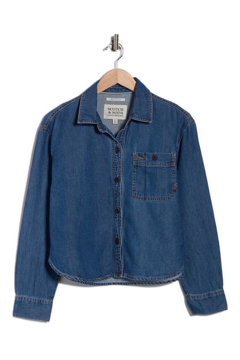 The Crop Denim Shirt, Alternate, color, TWO BRIDGES