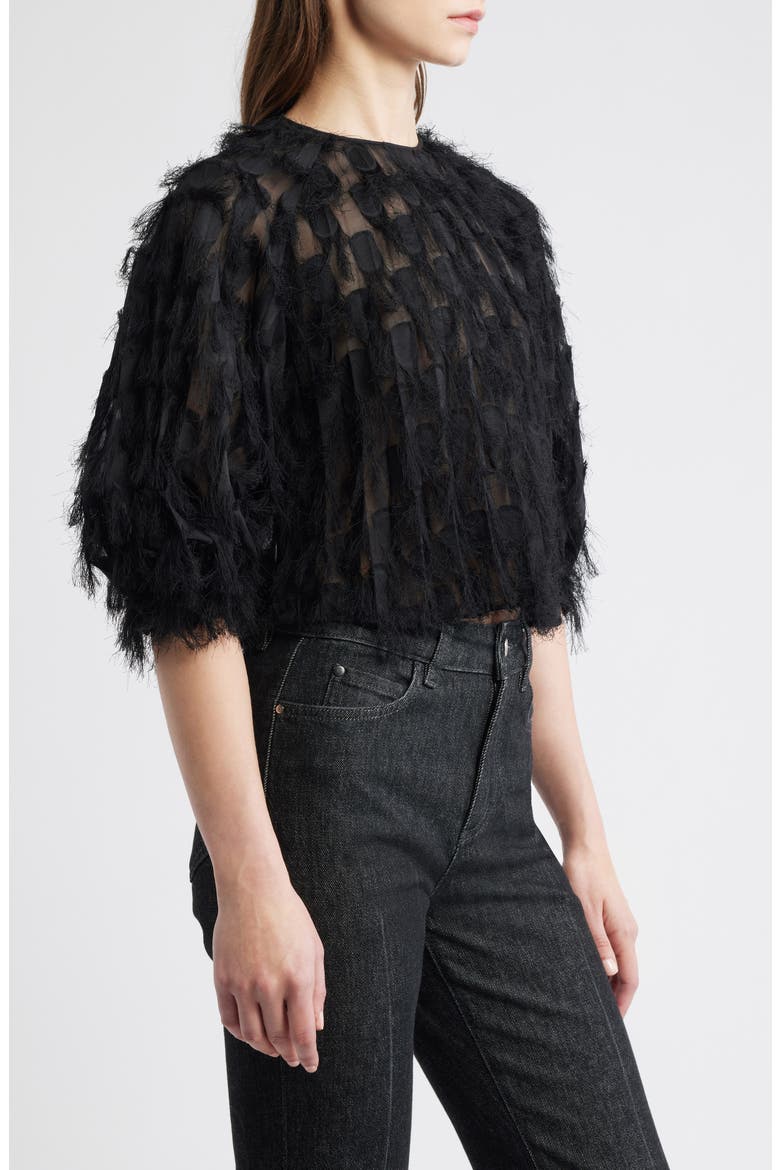 Baima Fray Texture Top, Alternate, color, BLACK