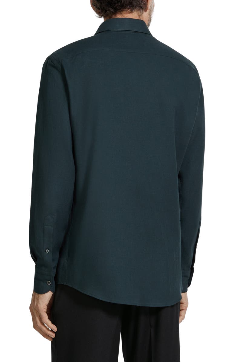 ZEGNA Cashco Cashmere & Cotton Button-Up Shirt, Alternate, color, Dark Green