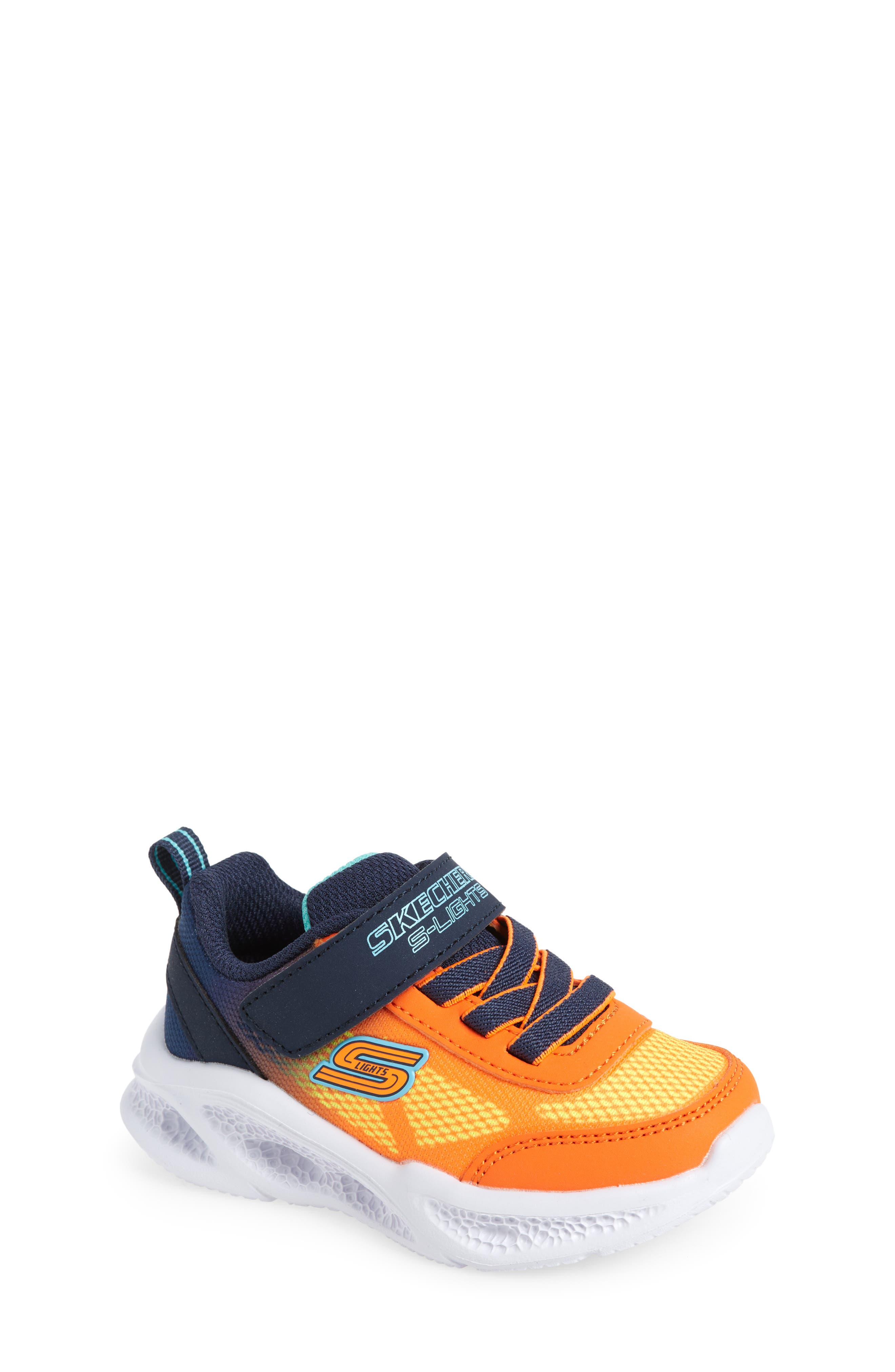 Kids' Meteor-Lights Krendox Light-Up Sneaker, Main, color, NAVY/ ORANGE