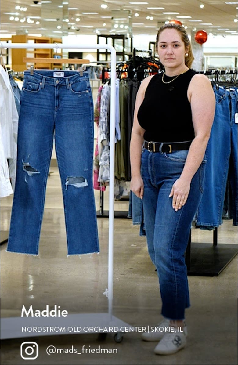 Cindy Ripped High Waist Crop Straight Leg Jeans, sales video thumbnail