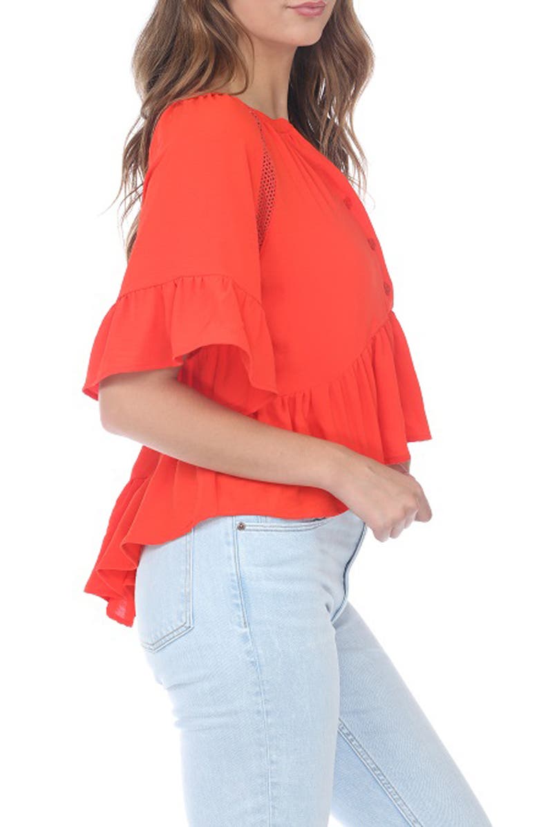 RAIN AND ROSE Eyelet Peplum Top, Alternate, color, Orange