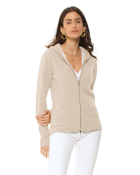 Pure Cashmere Double Zip Hoodie Sweater
