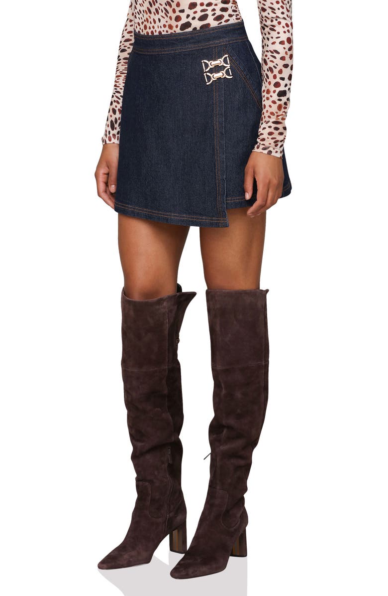 Avec Les Filles Wrap Denim Skort, Alternate, color, Dark Rinse Wash