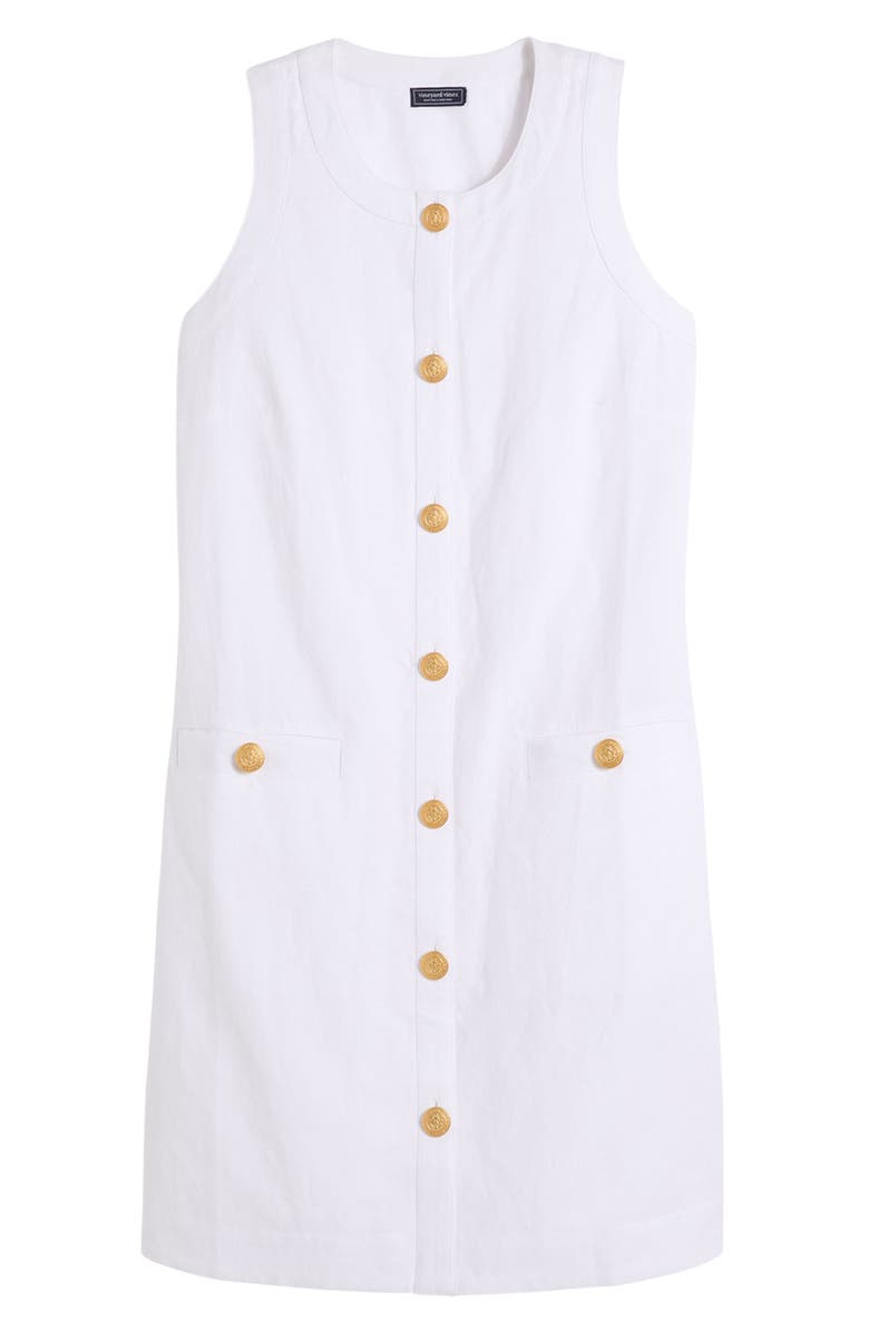 vineyard vines Sleeveless Linen Blend Shift Dress, Main, color, White Cap