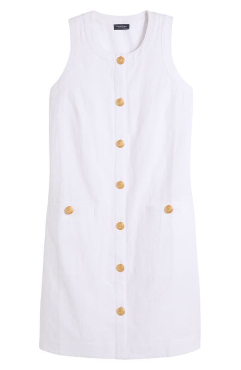 Sleeveless Linen Blend Shift Dress