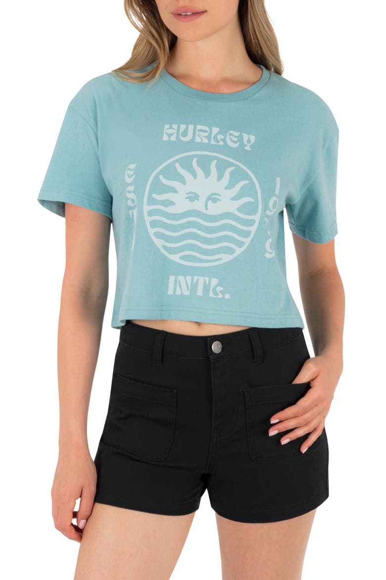 Bliss Boxy Crop Cotton Graphic T-Shirt, Main, color, REEF WATERS