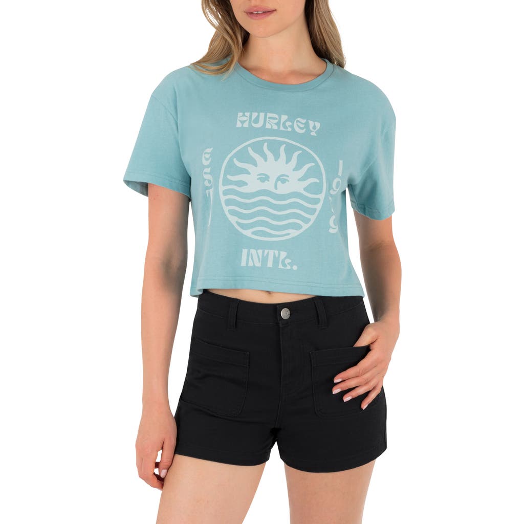 Hurley Bliss Boxy Crop Cotton Graphic T-shirt In Blue