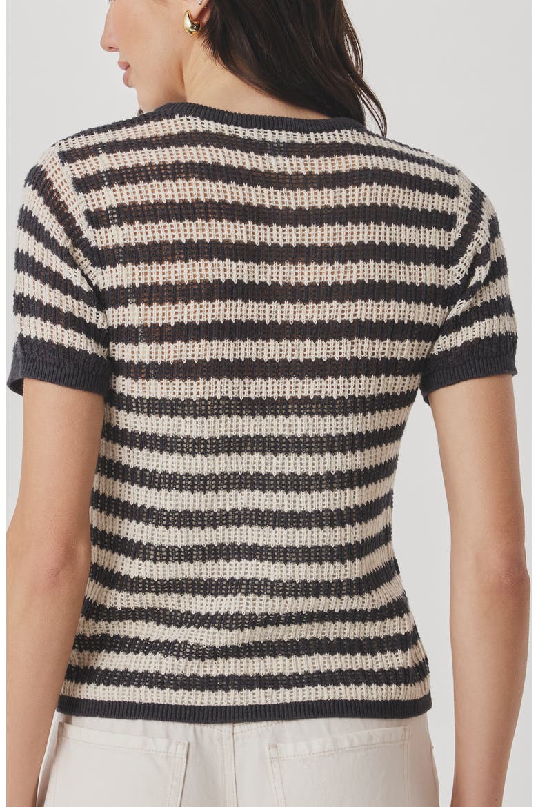 Yasmine Striped Short Sleeve Sweater, Alternate, color, LEAD/NATURAL