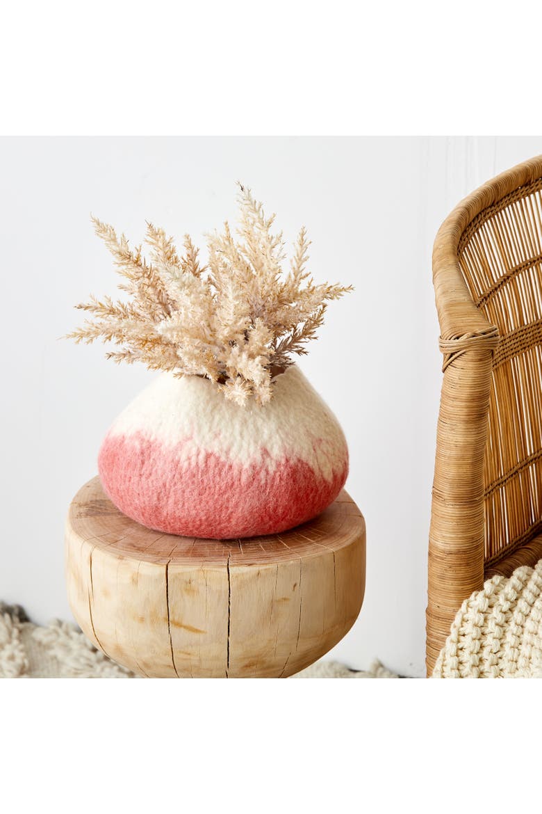 Sunkissed Coral Decorative Wool Ukhamba Bowl, Main, color, Coral